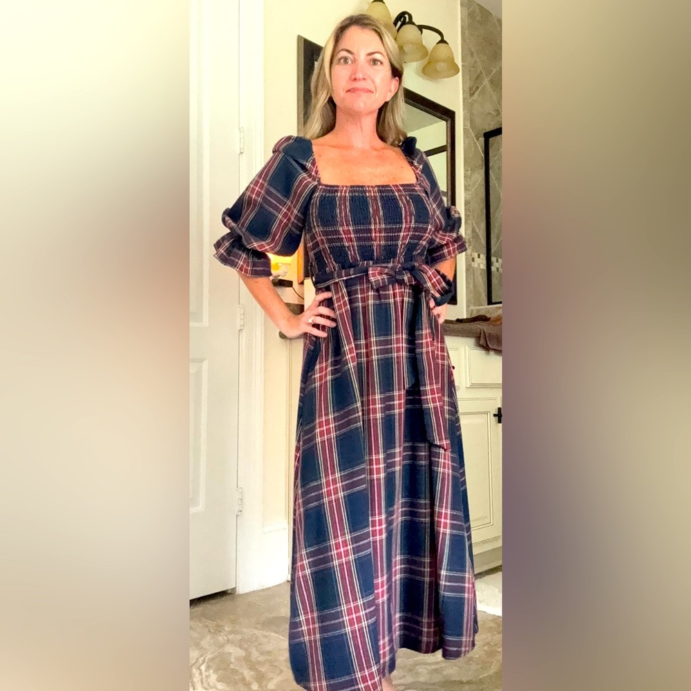 Plaid Navy and Red Women's Dress